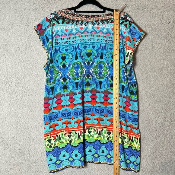 Sakkas Cover Up Womens OS Blue Multi Color V Neck Beach Dress Rhinestones NEW - Picture 5 of 9